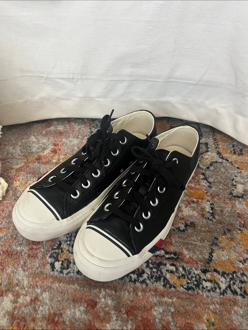Pro-Keds Black Low-Top Leather Sneakers with White Toe